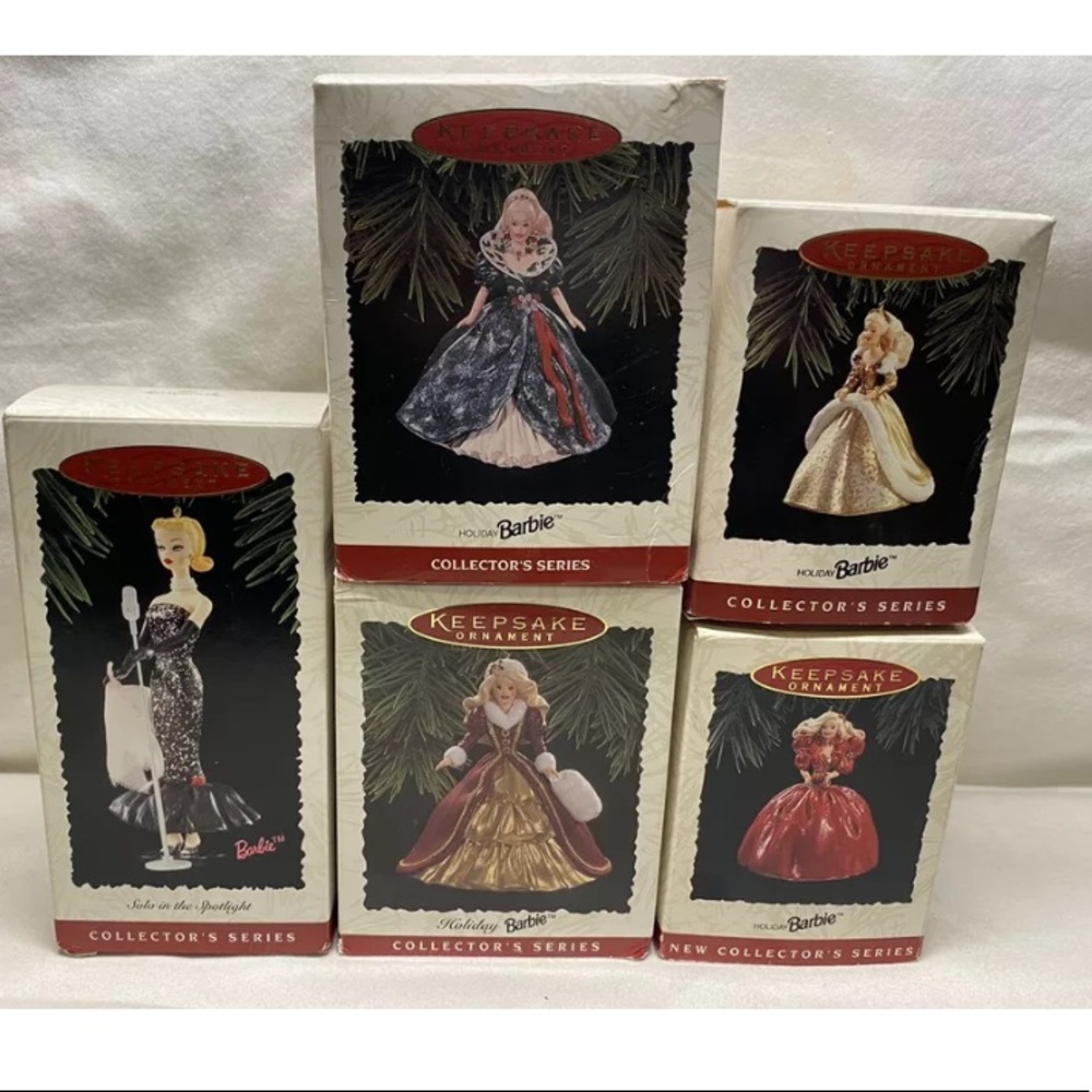 Barbie Hallmark Christmas Ornaments Lot of 5
